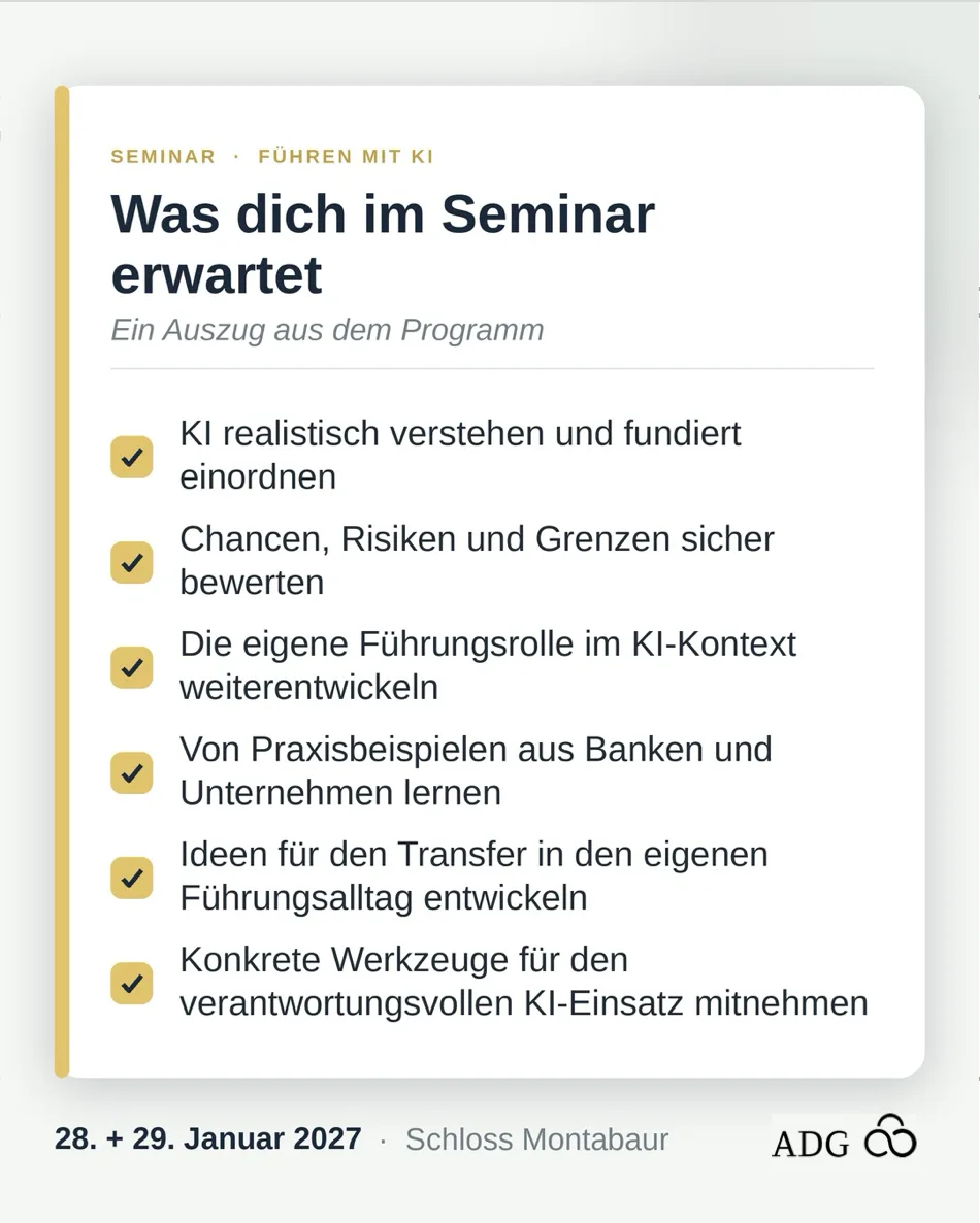Programmübersicht: Was dich im Seminar Führen mit KI erwartet